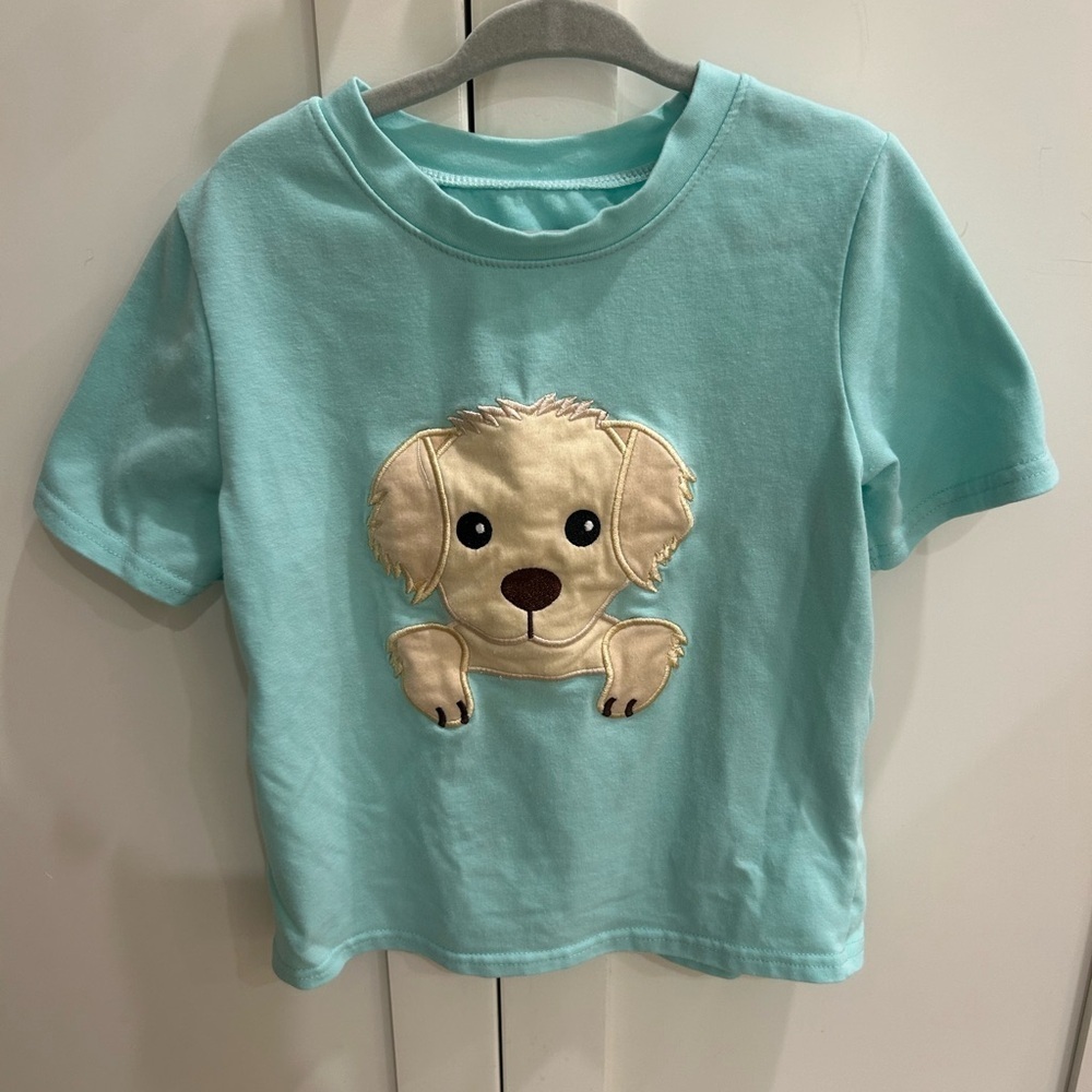 Abby & Evie golden retriever yellow lab puppy dog shirt! Size 5T (fits like 4T)!